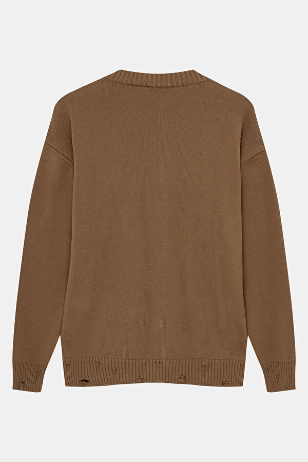 Camel Embroidered Knit Men's Cardigan 5