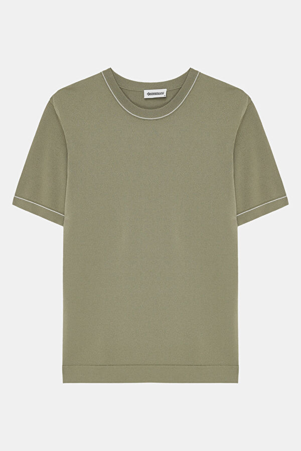Khaki Crew Neck Men's T-Shirt