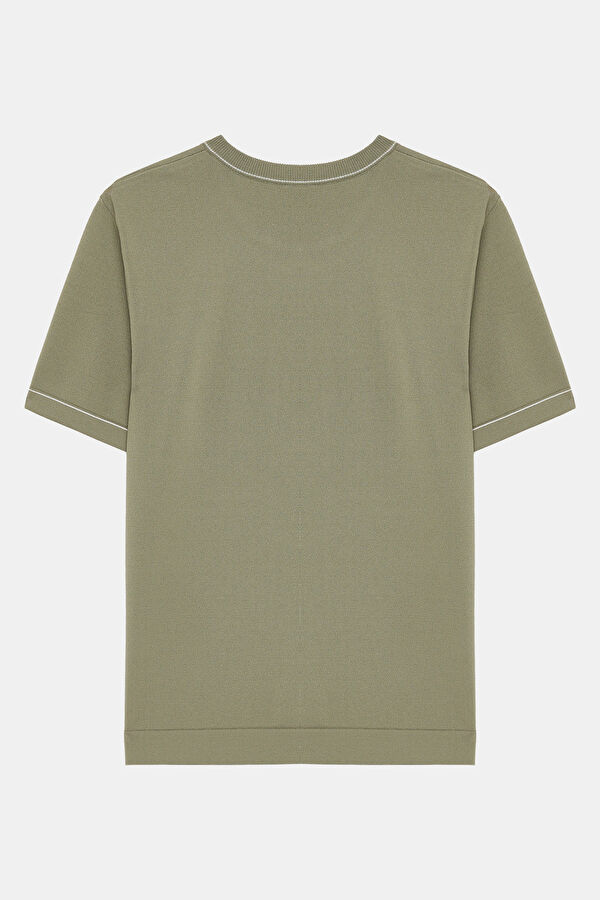 Khaki Crew Neck Men's T-Shirt 2