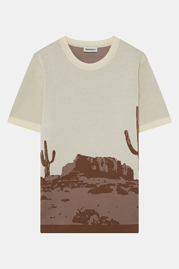 Multicolored Crew Neck Patterned Men's T-Shirt