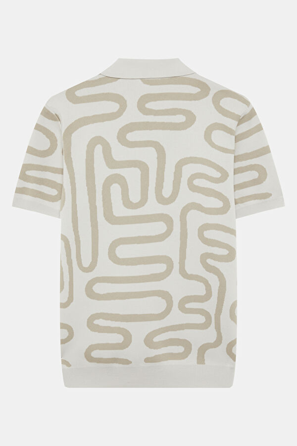 Stone Polo Collar Patterned Men's T-Shirt 4
