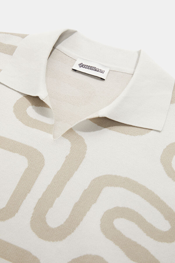 Stone Polo Collar Patterned Men's T-Shirt 5