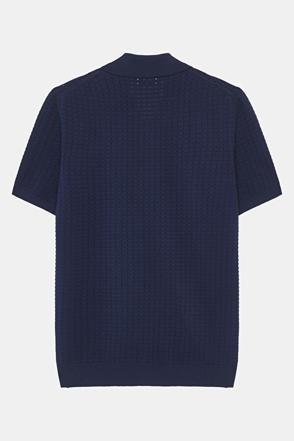 Navy Polo Collar Embroidered Men's T-Shirt 5
