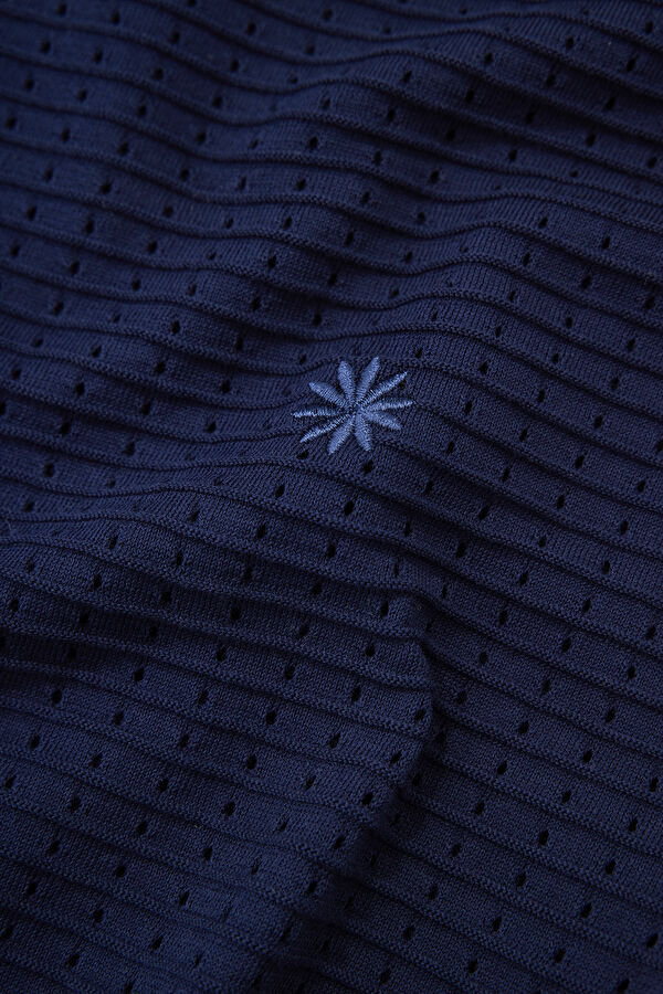 Navy Polo Collar Embroidered Men's T-Shirt 7