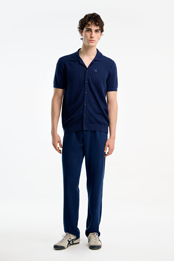 Navy Polo Collar Embroidered Men's T-Shirt 3