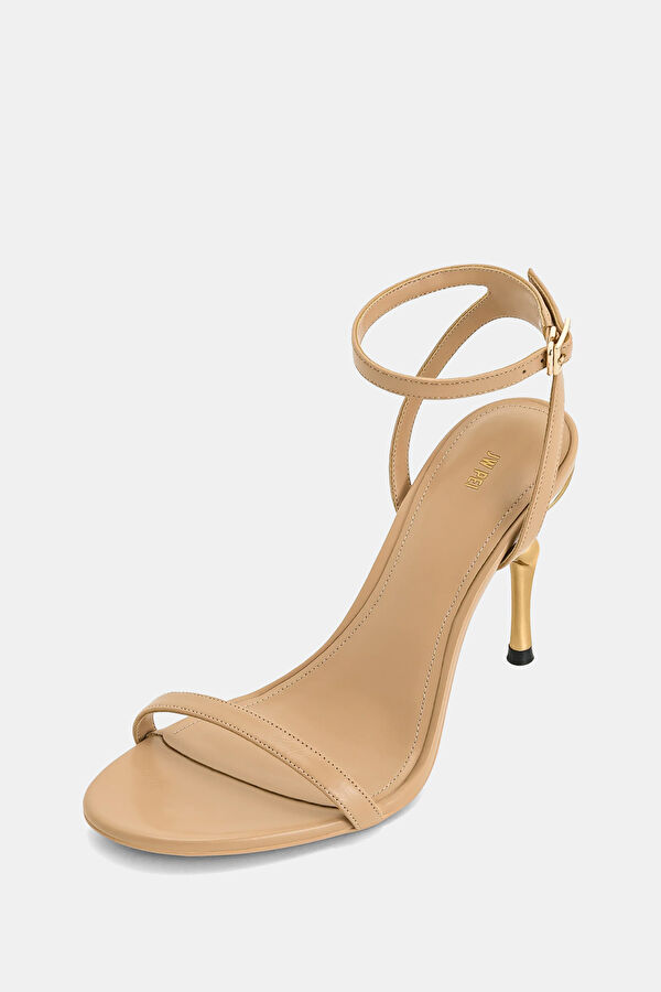 Alivia Gold Metal Heel Khaki Women's Shoes 7