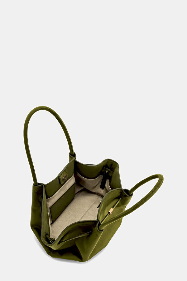 Hana Medium Faux Straw Tote Khaki Bag 4