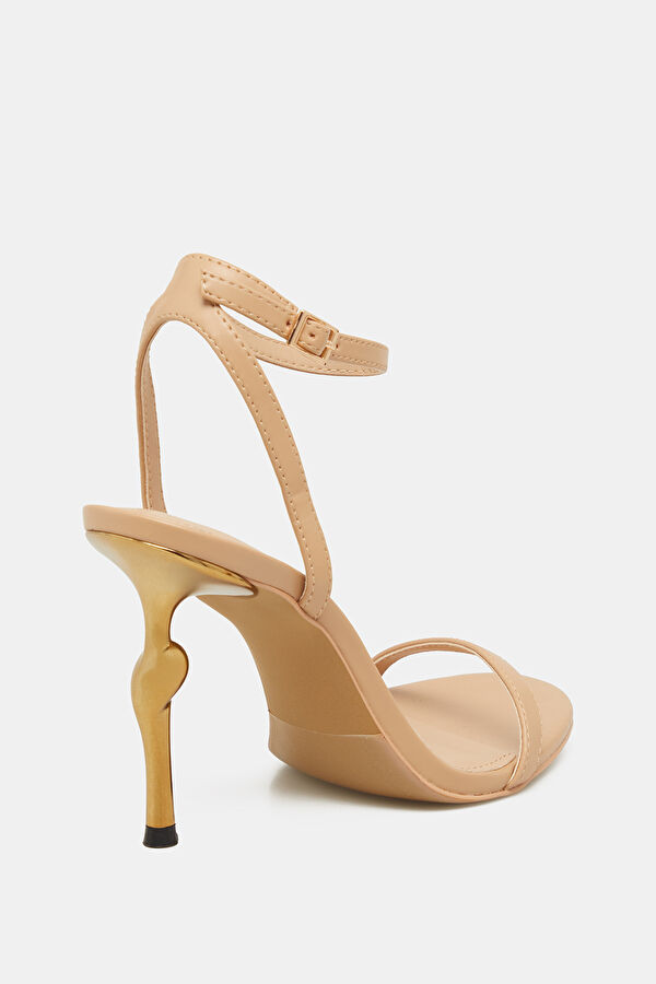 Alivia Gold Metal Heel Khaki Women's Shoes 2