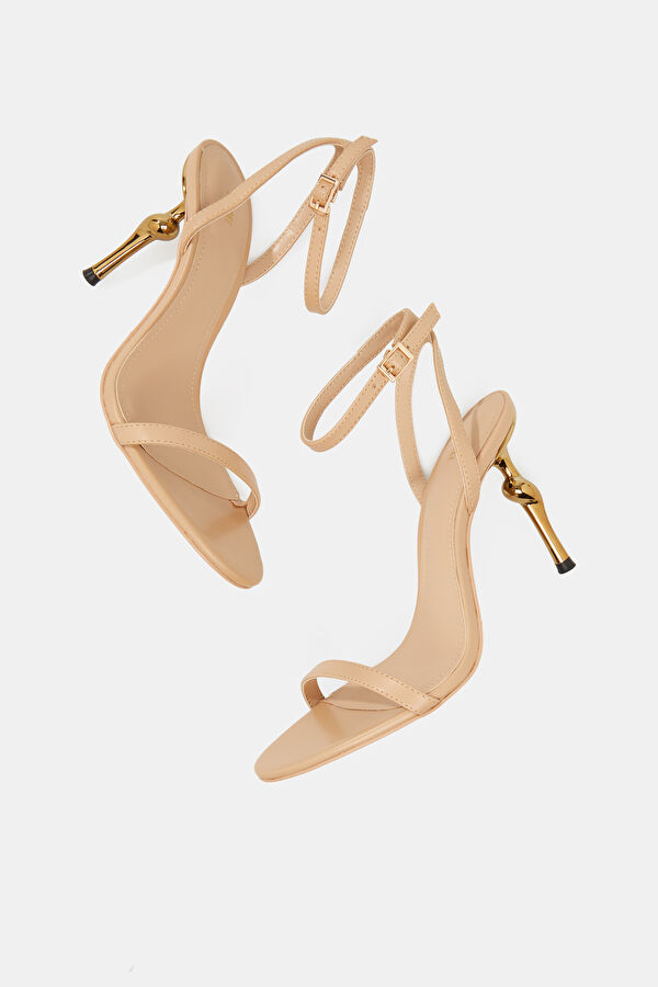 Alivia Gold Metal Heel Khaki Women's Shoes 5