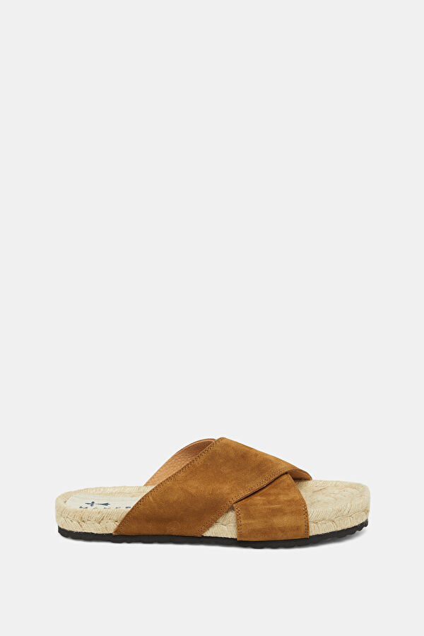 Crossed Bands Brown Men's Slippers