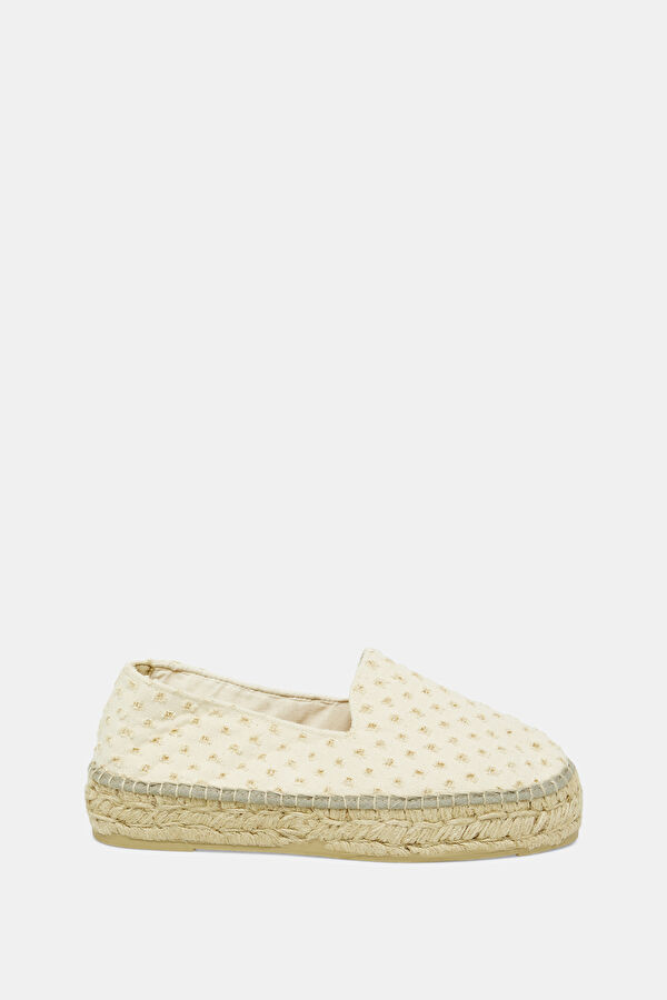 Double Sole Espadrilles Krem Kadın Ayakkabı