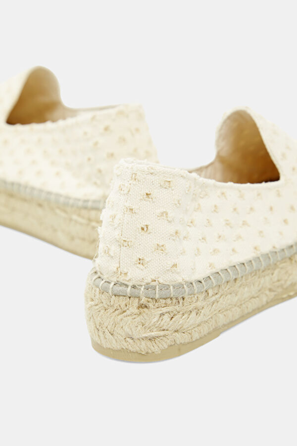 Double Sole Espadrilles Krem Kadın Ayakkabı 5