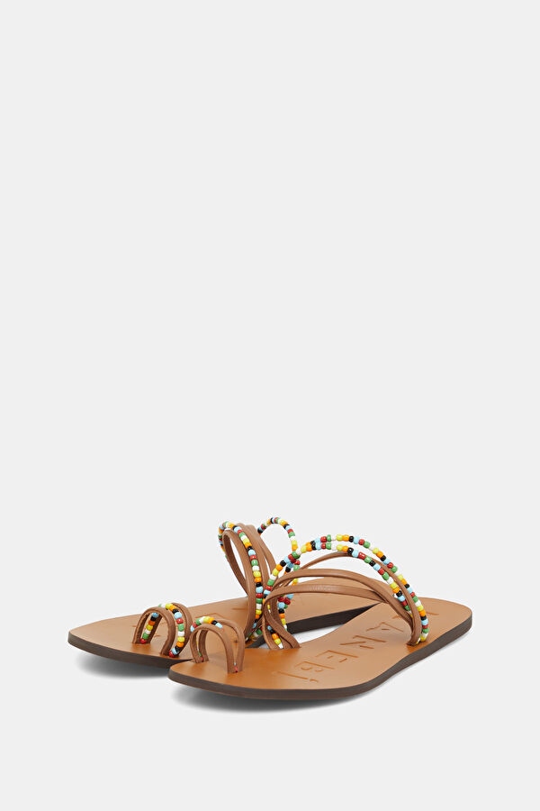 Leather Sandals Tan Women's Slippers 2