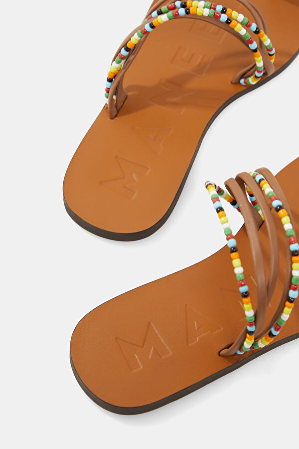 Leather Sandals Tan Women's Slippers 5