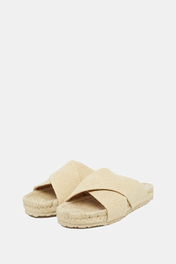 Crossed Bands Cream Men's Slippers 2