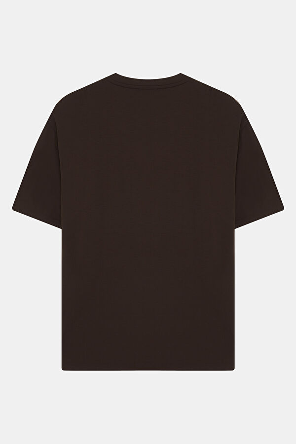 Brown Crew Neck Embroidered Men's T-Shirt 5