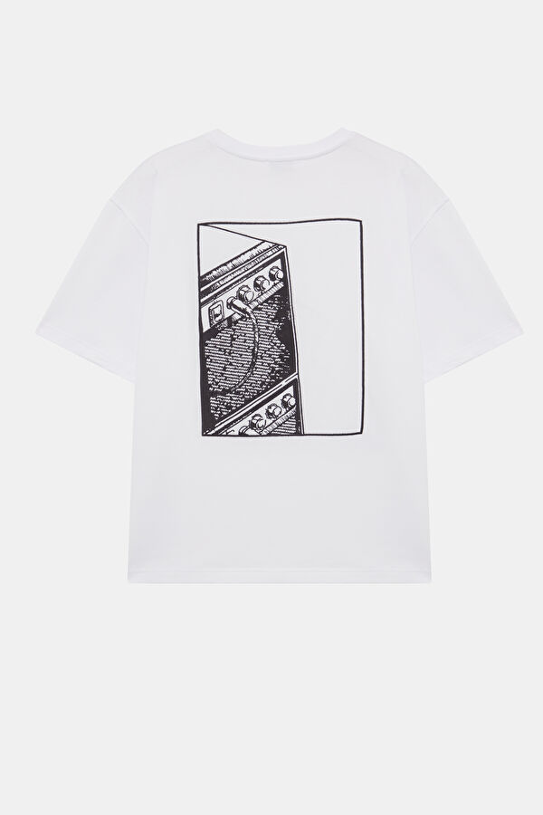 White Crew Neck Embroidered Men's T-Shirt 2