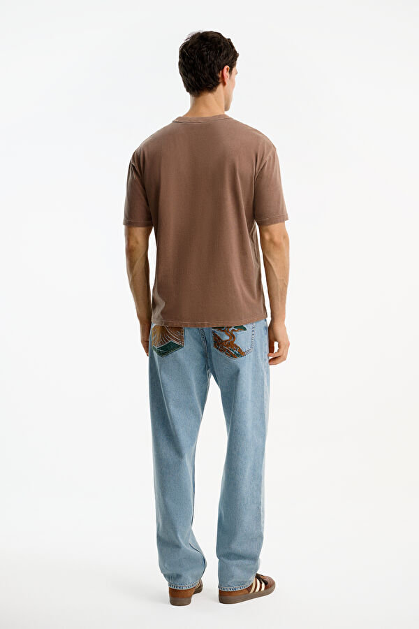 Light Brown Crew Neck Men's T-Shirt 2