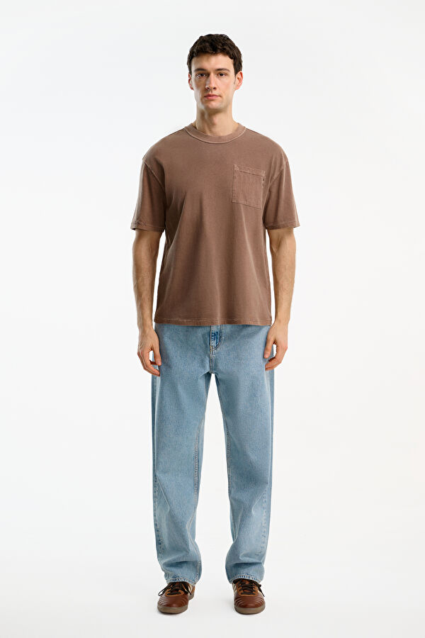 Light Brown Crew Neck Men's T-Shirt 3