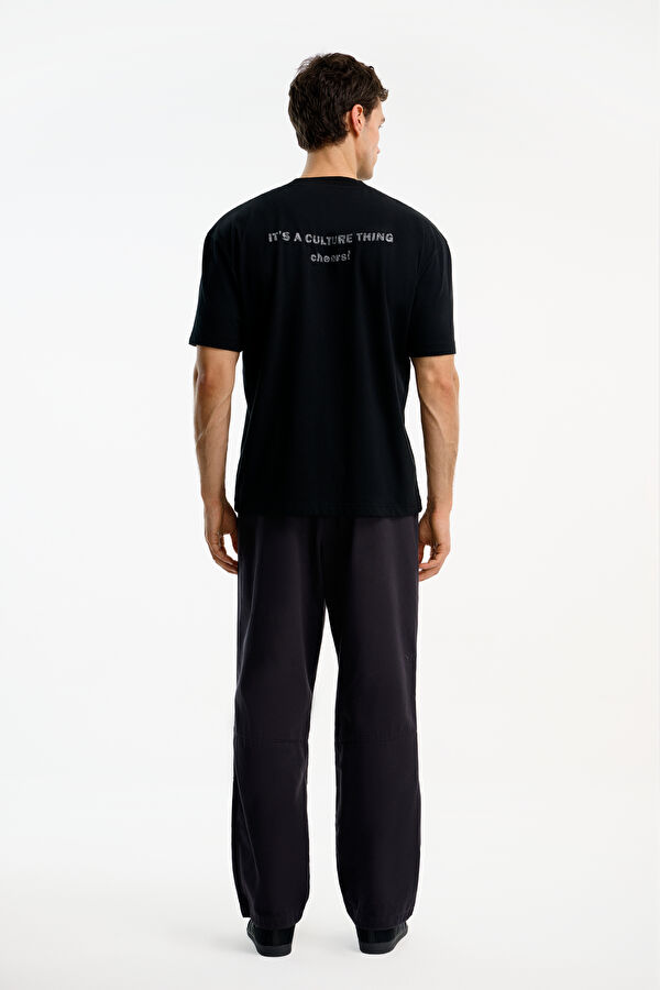 Black Crew Neck Embroidered Men's T-Shirt 2