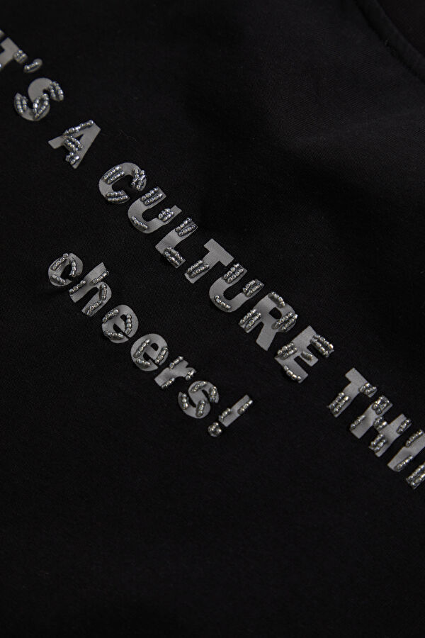 Black Crew Neck Embroidered Men's T-Shirt 7