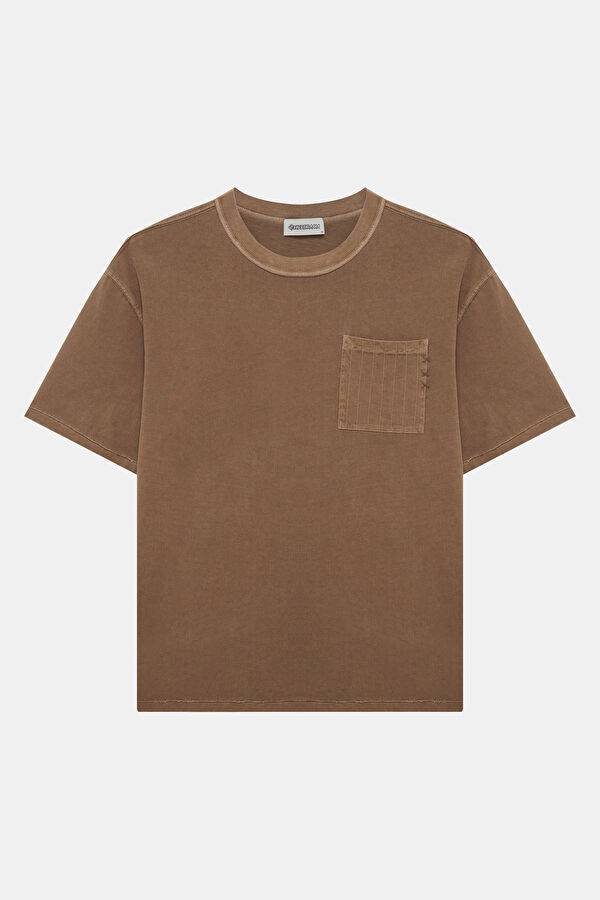 Light Brown Crew Neck Men's T-Shirt 4