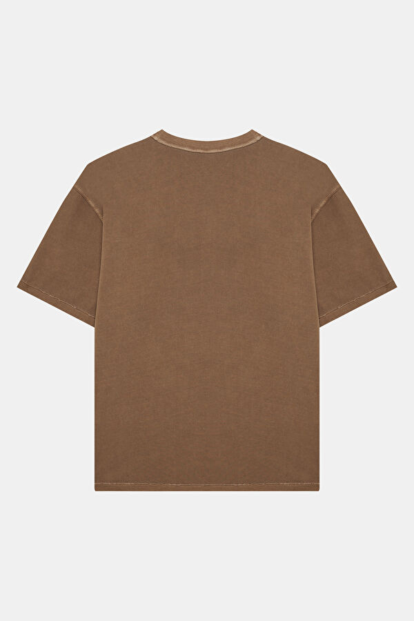 Light Brown Crew Neck Men's T-Shirt 5