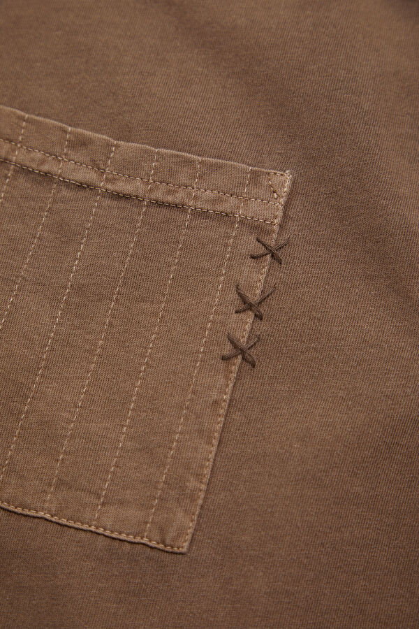 Light Brown Crew Neck Men's T-Shirt 7
