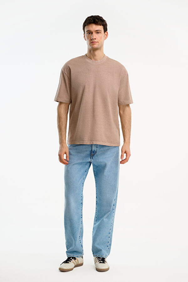 Light Brown Crew Neck Men's T-Shirt 3