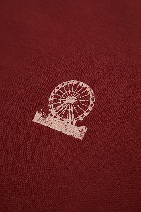 Burgundy Crew Neck Printed Men's T-Shirt 7