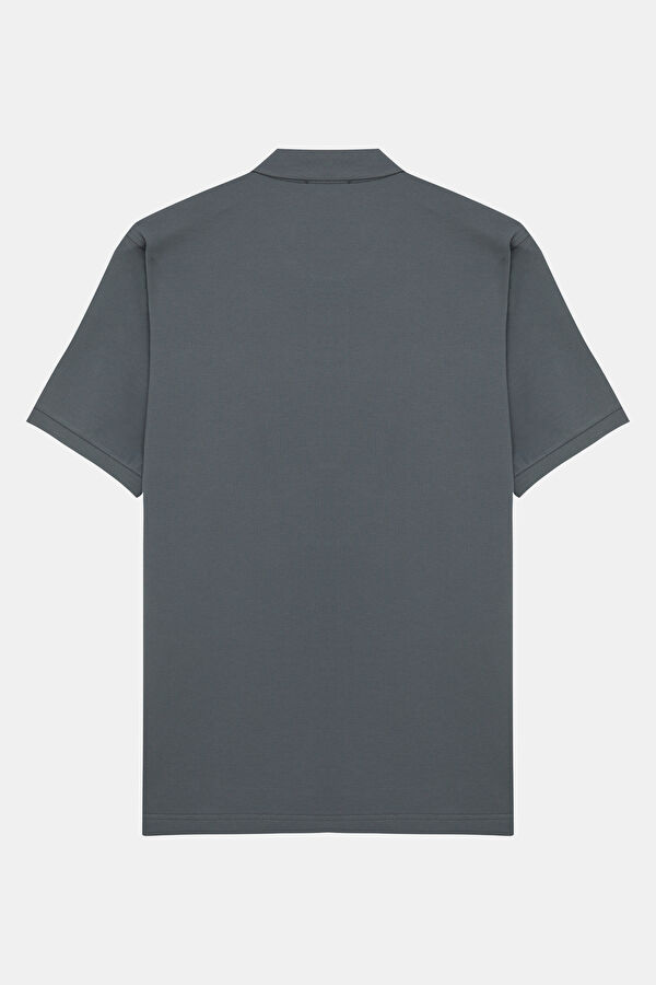 Anthracite Polo Neck Printed Men's T-Shirt 2