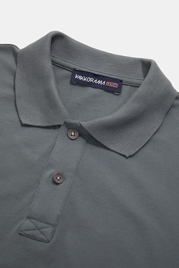 Anthracite Polo Neck Printed Men's T-Shirt 3