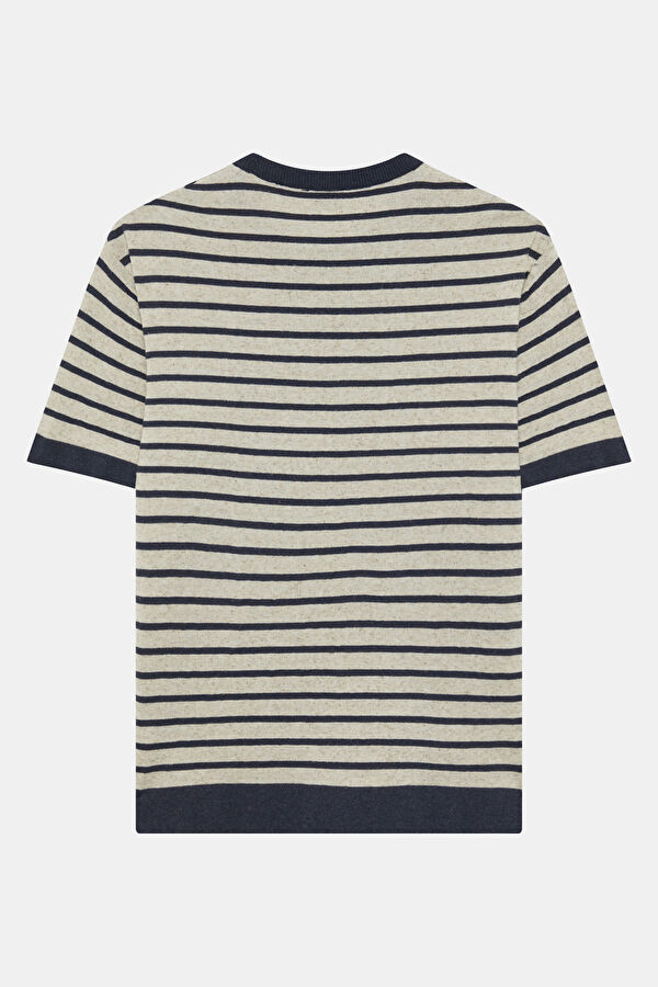 Natural Crew Neck Striped Pattern Men's T-Shirt 2