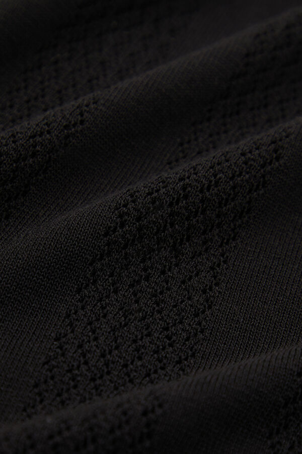 Black Striped Polo Collar Men's T-Shirt 7
