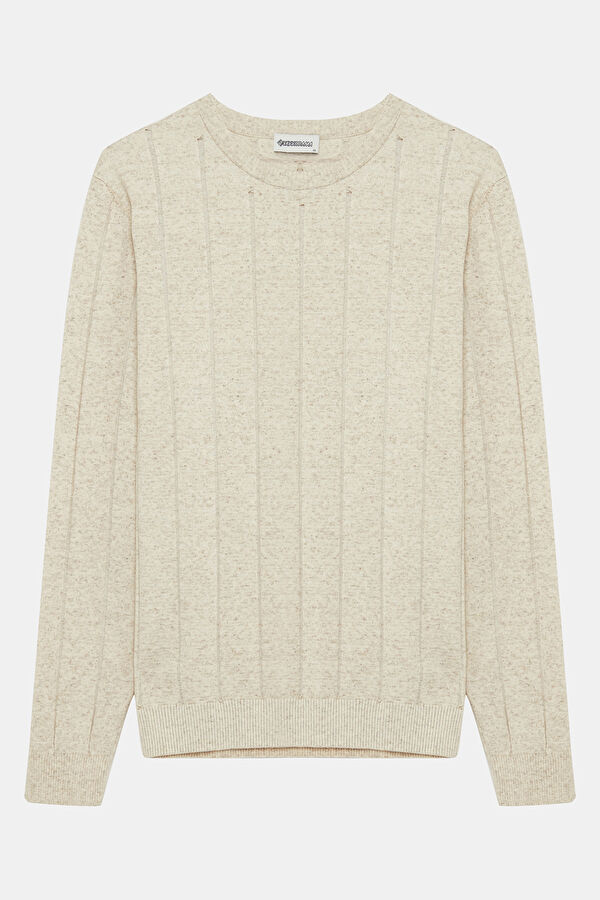 Men's Natural Striped Knit Sweater