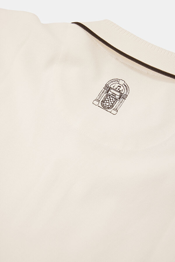 Ecru Polo Neck Embroidered Men's T-Shirt 5