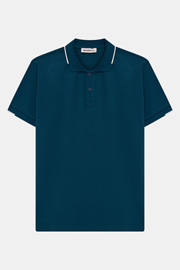 Petrol Polo Collar Embroidered Men's T-Shirt