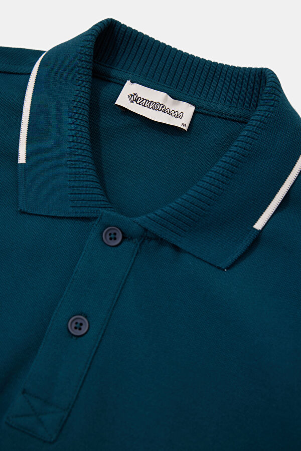 Petrol Polo Collar Embroidered Men's T-Shirt 3