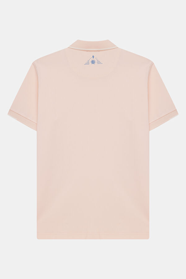 Light Pink Polo Collar Embroidered Men's T-Shirt 2