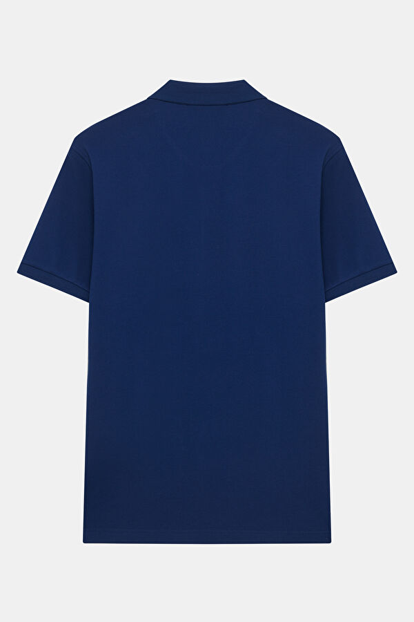 Blue Polo Neck Printed Tshirt 2