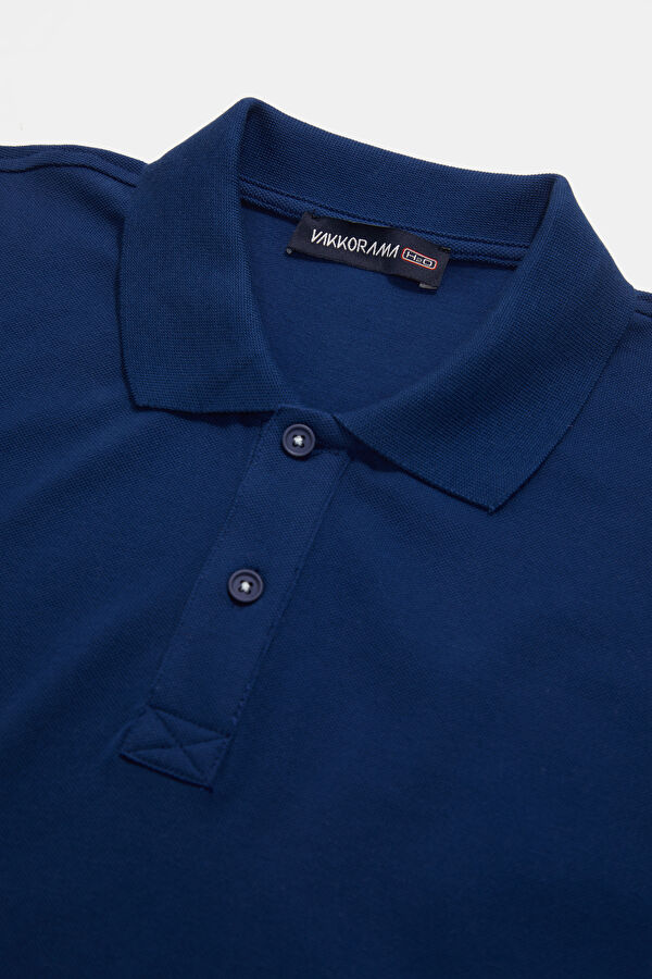 Blue Polo Neck Printed Tshirt 3