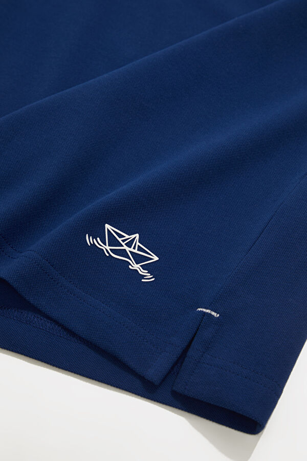 Blue Polo Neck Printed Tshirt 4