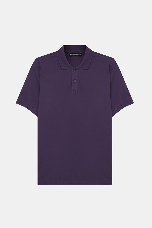 Purple Polo Neck Printed Tshirt