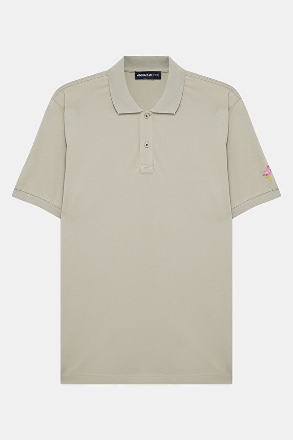 Stone Polo Collar Printed Men's T-Shirt