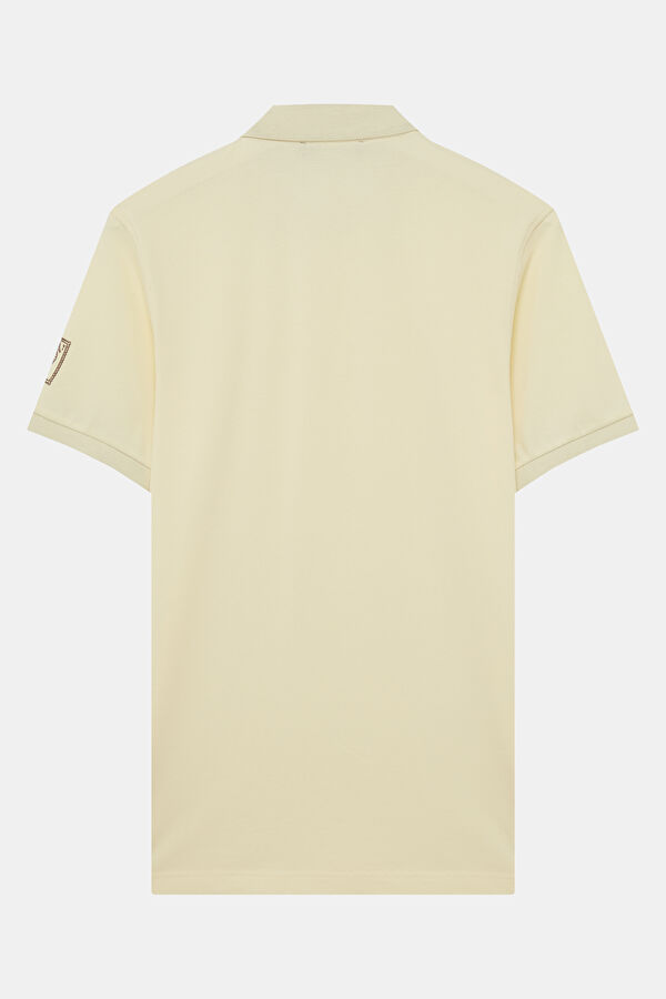 Light Yellow Polo Collar Printed Men's T-Shirt 2