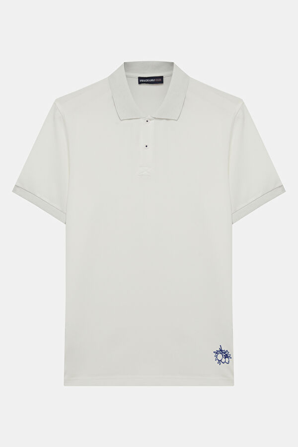 White Polo Neck Printed Men's T-Shirt
