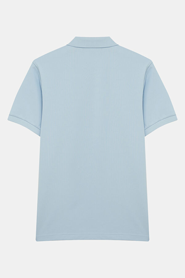 Light Blue Polo Neck Printed Men's T-Shirt 2