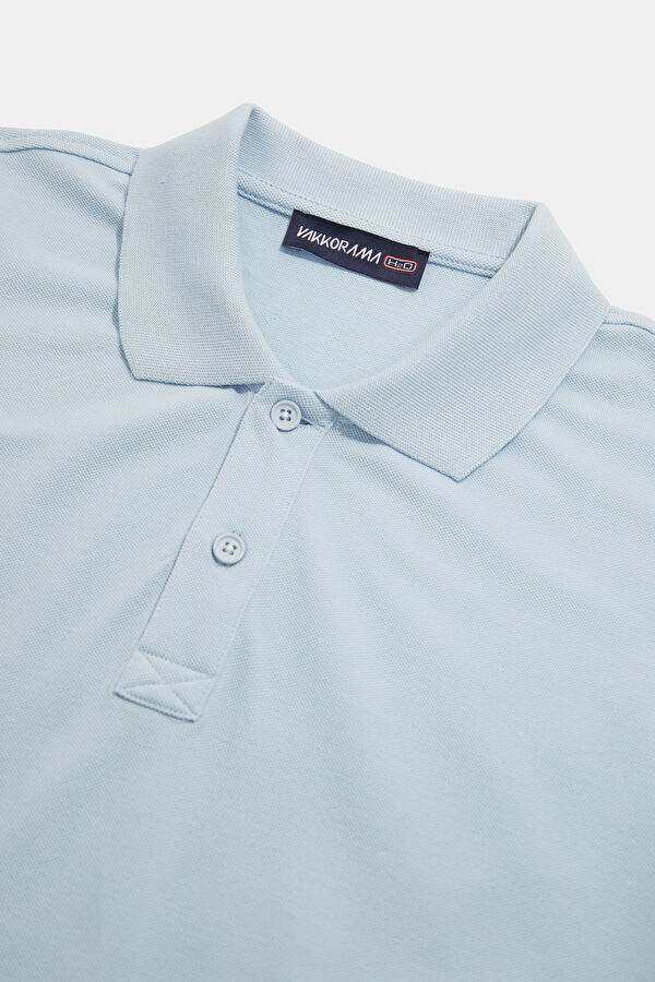 Light Blue Polo Neck Printed Men's T-Shirt 3