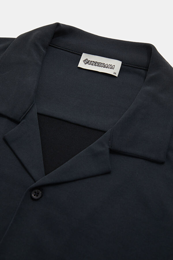 Black Resort Collar Men's Shirt 3