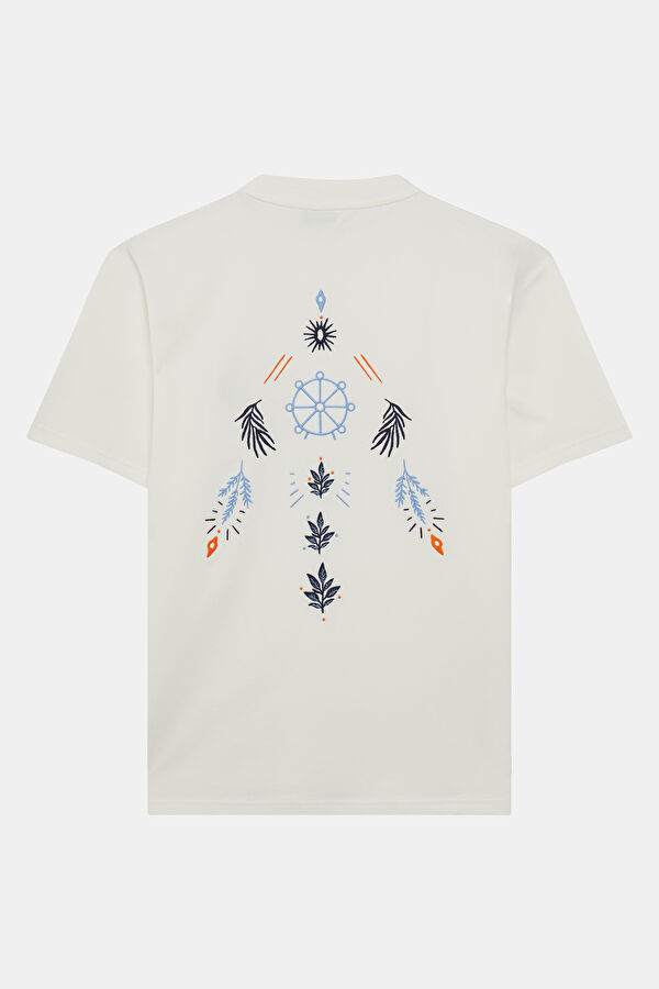 Ecru Crew Neck Embroidered Men's T-Shirt 2